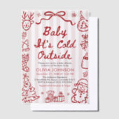 Hand Drawn Baby It's Cold Outside Baby Shower ベラム紙招待状 (オフセット)