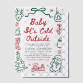 Hand Drawn Baby It's Cold Outside Baby Shower ベラム紙招待状 (オフセット (招待状))