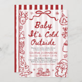Hand Drawn Baby It's Cold Outside Baby Shower 招待状 (正面/裏面)