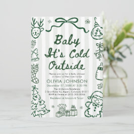 Hand Drawn Baby It's Cold Outside Baby Shower 招待状
