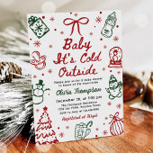 Hand Drawn Baby It's Cold Outside Baby Shower 招待状