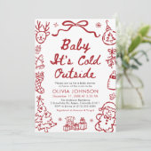 Hand Drawn Baby It's Cold Outside Baby Shower 招待状 (スタンド正面)