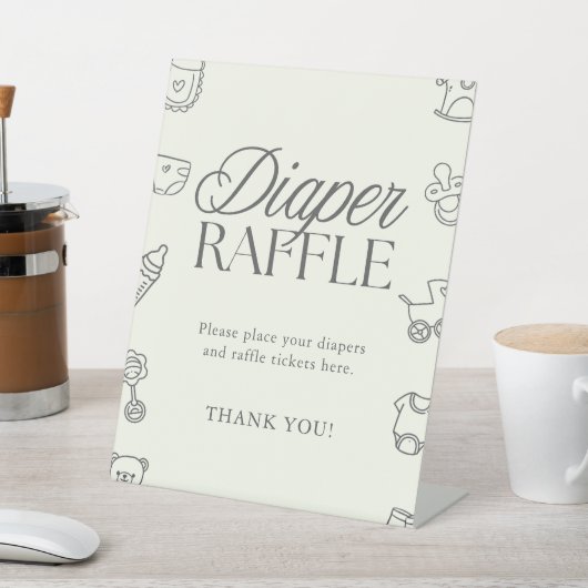 Hand Drawn Baby Shower Diaper Raffle Sign 台座サイン (インサイチュ)