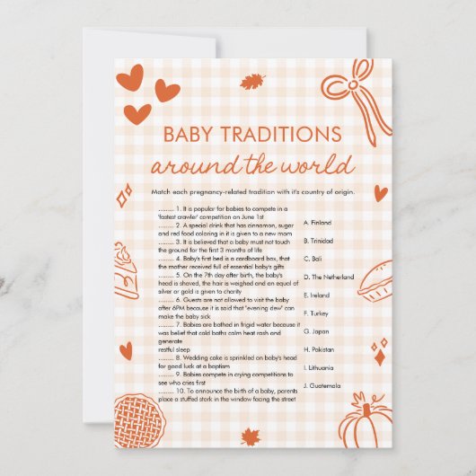 Hand Drawn Baby Traditions Around The World Game 招待状 (正面)