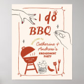 Hand Drawn Backyard I do BBQ engagement party  ポスター (正面)