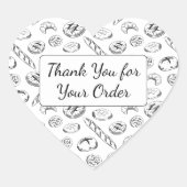 Hand-Drawn Bakery Pattern Heart Thank You  ハートシール (正面)