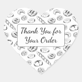 Hand-Drawn Bakery Pattern Heart Thank You  ハートシール