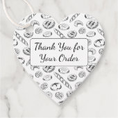 Hand-Drawn Bakery Pattern Heart Thank You  フェイバータグ (正面)