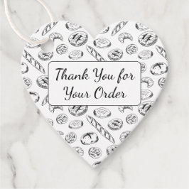Hand-Drawn Bakery Pattern Heart Thank You  フェイバータグ