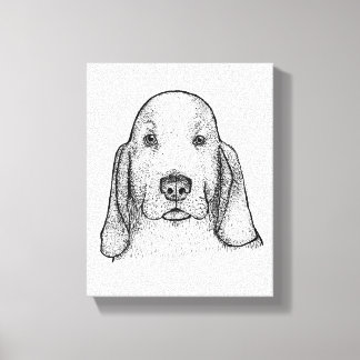 Hand-Drawn Basset Hound Portrait Canvas Art キャンバスプリント