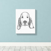 Hand-Drawn Basset Hound Portrait Canvas Art キャンバスプリント (インサイチュ (ウッドフロア))