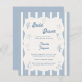 Hand drawn beach blue Bridal Shower invitation (正面/裏面)