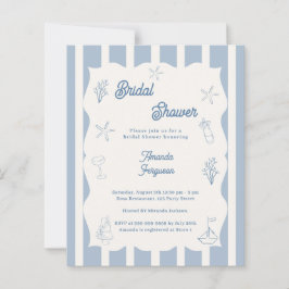Hand drawn beach blue Bridal Shower invitation