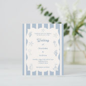 Hand drawn beach blue ivory wedding invitation (スタンド正面)