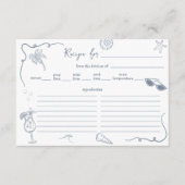 Hand Drawn Beach Doodle Bridal Shower Recipe Card  エンクロージャーカード (正面)