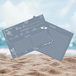 Hand Drawn Beach Doodle Bridal Shower Recipe Card  エンクロージャーカード