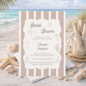 Hand drawn beach ivory taupe Bridal Shower 招待状