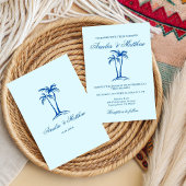 hand drawn Beach Palm Tree Whimsical Wedding  招待状
