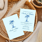 hand drawn Beach Palm Tree Whimsical Wedding  招待状
