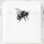Hand‑Drawn Bee Illustration – Detailed Ink Art T‑S ラウンドシール (バッグ)