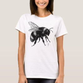 Hand‑Drawn Bee Illustration – Detailed Ink Art T‑S Tシャツ