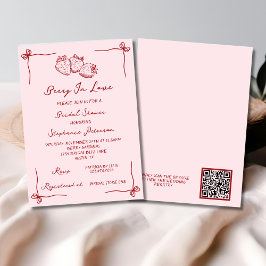 Hand Drawn Berry In Love Bridal Shower QR Code 招待状