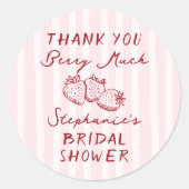 Hand Drawn Berry In Love Bridal Shower Thank You ラウンドシール (正面)