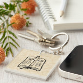 Hand-Drawn Bible and Cross Sketch Acrylic Keychain キーホルダー (正面右)