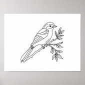 Hand-Drawn Bird Illustration Art ポスター (正面)