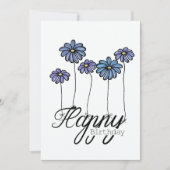 Hand-Drawn Birthday Card w Blue Flower Balloons カード (正面)