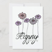 Hand-Drawn Birthday Card w Rosé Flower Balloons カード (正面)