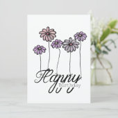 Hand-Drawn Birthday Card w Rosé Flower Balloons カード (スタンド正面)