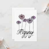 Hand-Drawn Birthday Card w Rosé Flower Balloons カード (正面/裏面インサイチュ)