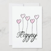 Hand-Drawn Birthday Card w Rosé Heart Balloons カード (正面)
