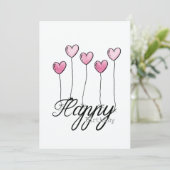 Hand-Drawn Birthday Card With Pink Heart Balloons カード (スタンド正面)