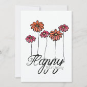 Hand-Drawn Birthday Card With Red Flower Balloons カード (正面)