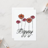 Hand-Drawn Birthday Card With Red Flower Balloons カード (正面/裏面インサイチュ)