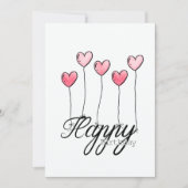 Hand-Drawn Birthday Card With Red Heart Balloons カード (正面)