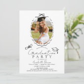 Hand-drawn Black Bow Frame Photo Graduation Party 招待状 (スタンド正面)