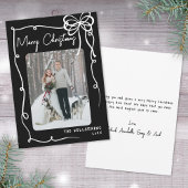 Hand Drawn Black Bow Whimsical Christmas シーズンカード
