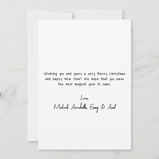 Hand Drawn Black Bow Whimsical Christmas シーズンカード (裏面)