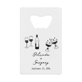 Hand Drawn Black Illustrations Doodles Wedding クレジットカード栓抜き