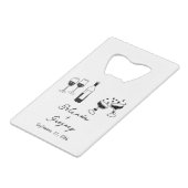 Hand Drawn Black Illustrations Doodles Wedding クレジットカード栓抜き (正面アングル)