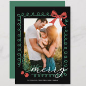 Hand Drawn Black Red Green Merry Christmas シーズンカード