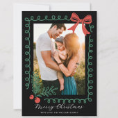 Hand Drawn Black Red Green Merry Christmas シーズンカード