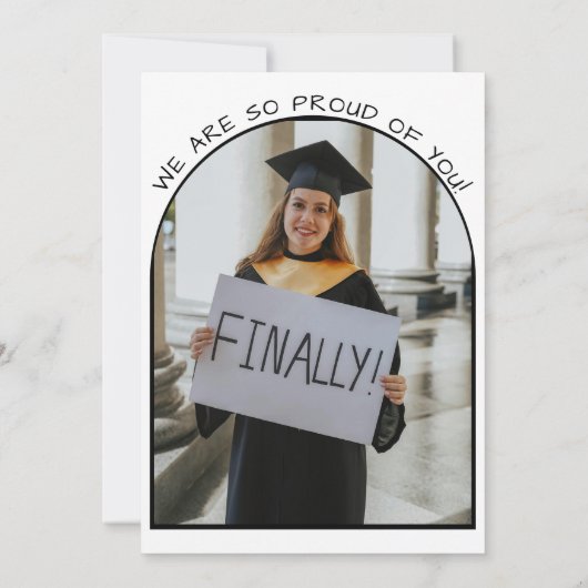 Hand Drawn Black & White Doodle Photo Graduation 招待状 (裏面)