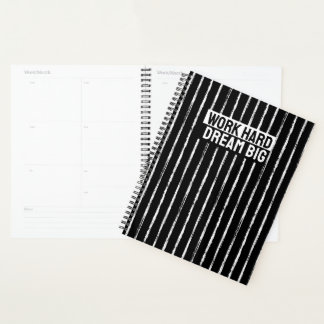 Hand Drawn Black & White Stripes Yearly Planner プランナー手帳