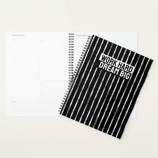Hand Drawn Black & White Stripes Yearly Planner プランナー手帳 (ディスプレー)