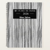 Hand Drawn Black & White Stripes Yearly Planner プランナー手帳 (正面)