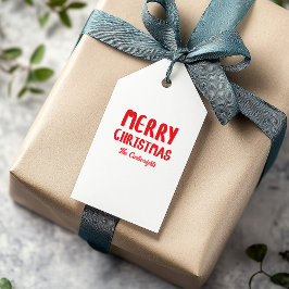 Hand-drawn Block Letters Merry Christmas Greeting ギフトタグ